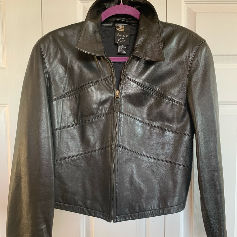 Real Leather Black Moto Jacket In New Condition